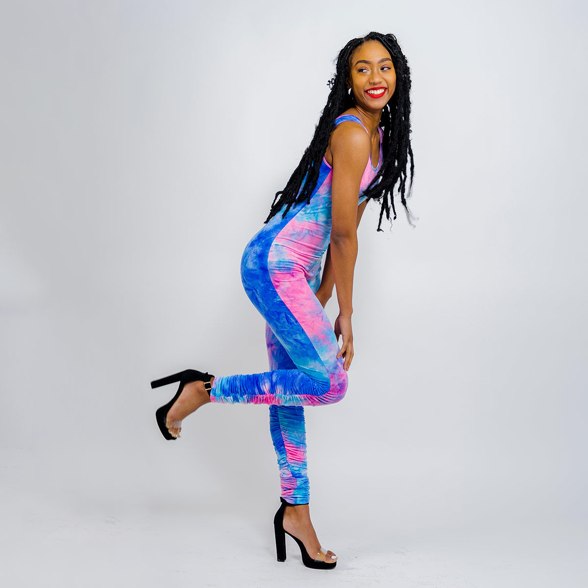 Miss YCMC Tie-Dye Ruched Jumpsuit