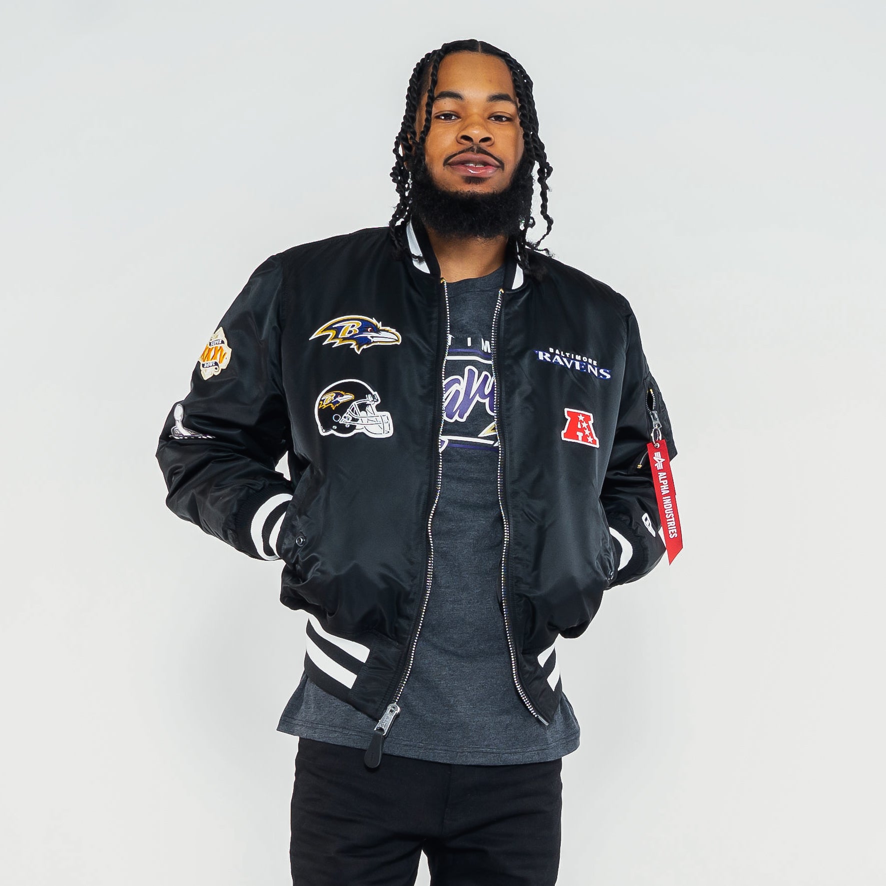 New Era Alpha Industries X Baltimore Ravens MA-1 Bomber Jacket