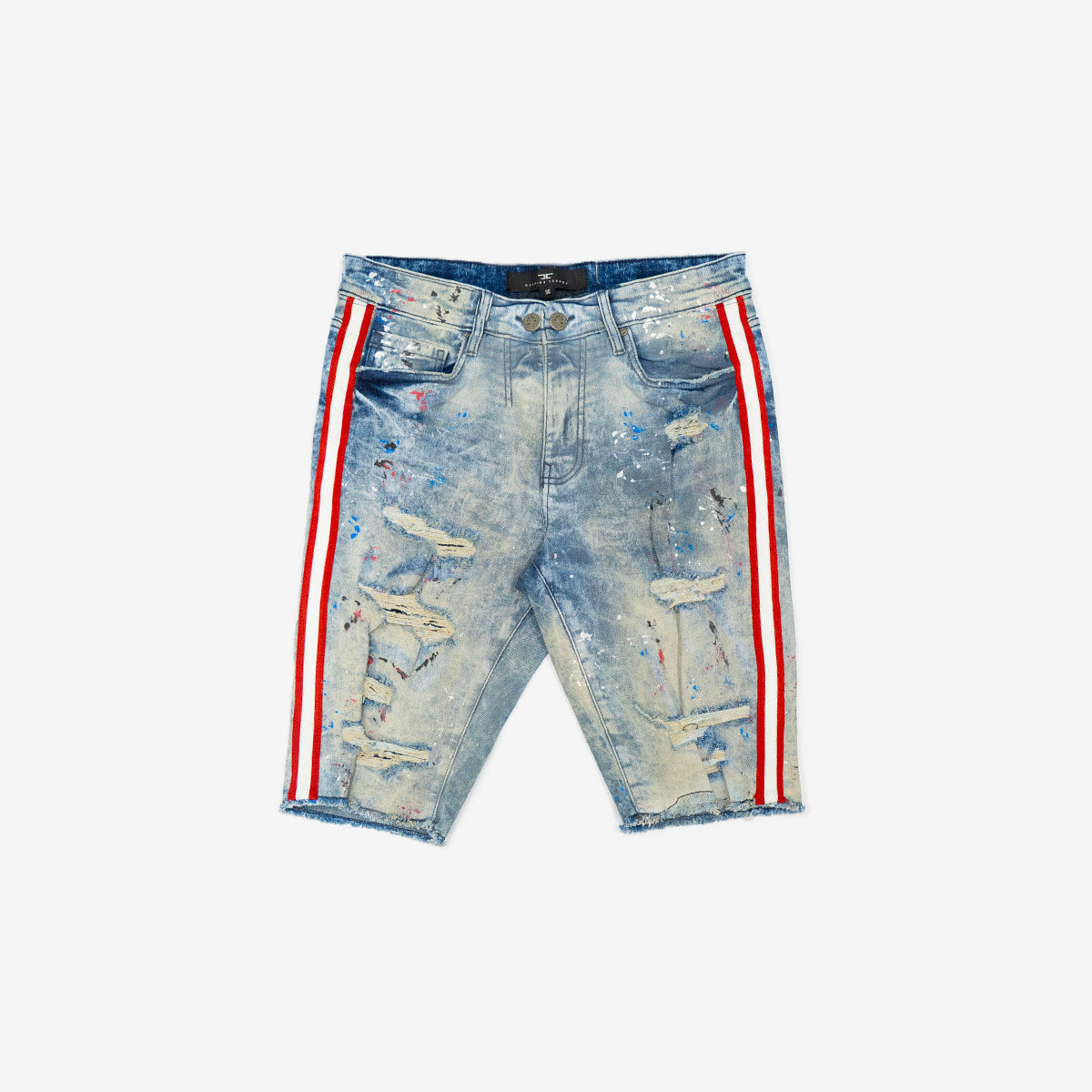 Evolution in Design Stripe Denim Shorts