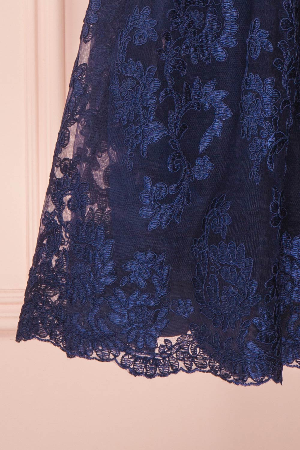 Agun Bleu Navy Blue Floral Embroidered A-Line Dress | Boutique 1861