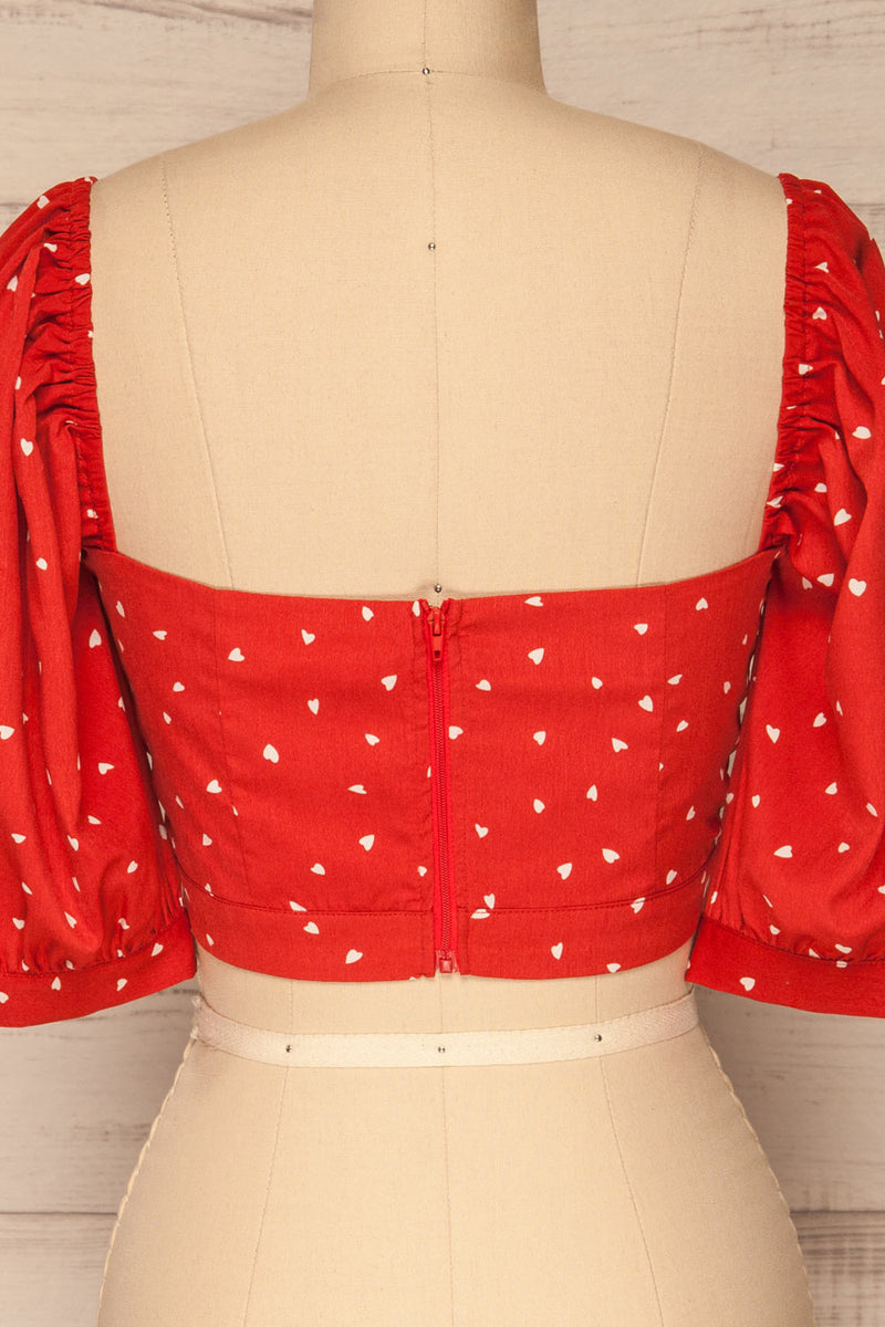 Calceta Red & White Heart Patterned Crop Top | La Petite Garçonne