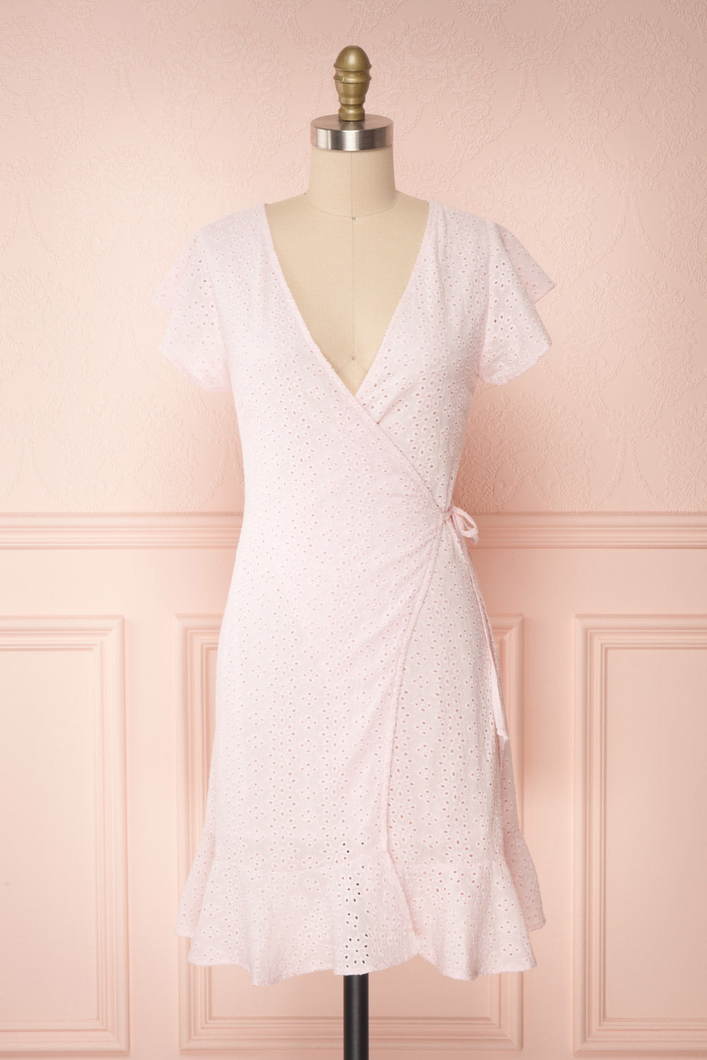 blush wrap dress short