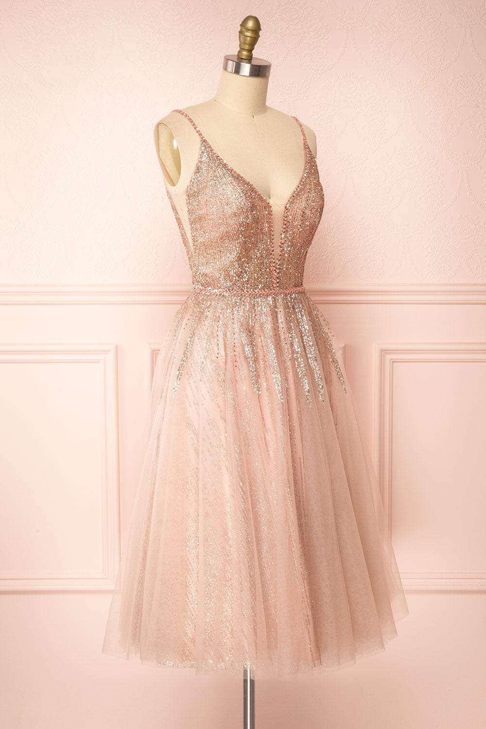 Catalina Pink Sparkling Tulle Midi Dress | Boutique 1861