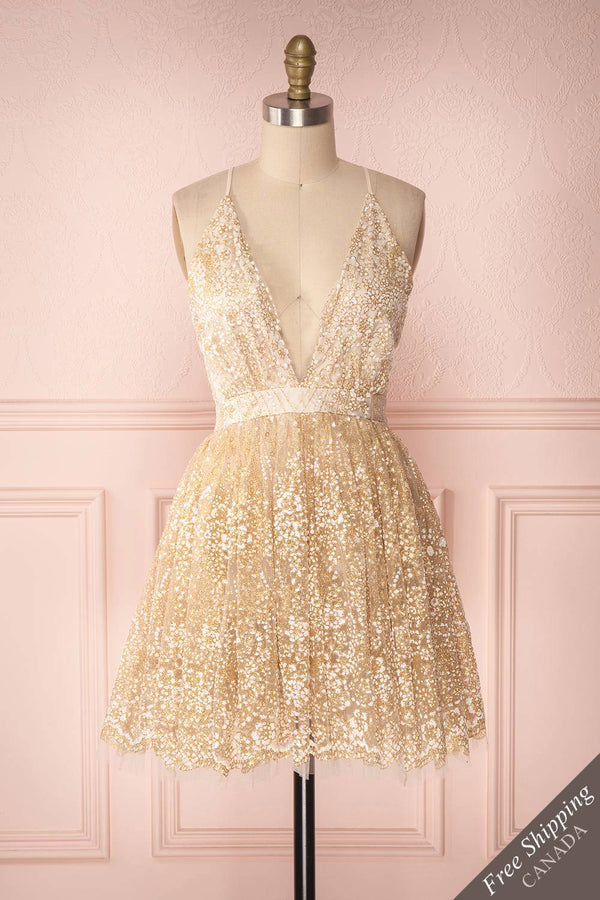 Chayli Light White & Gold Tulle Party Dress | Boutique 1861