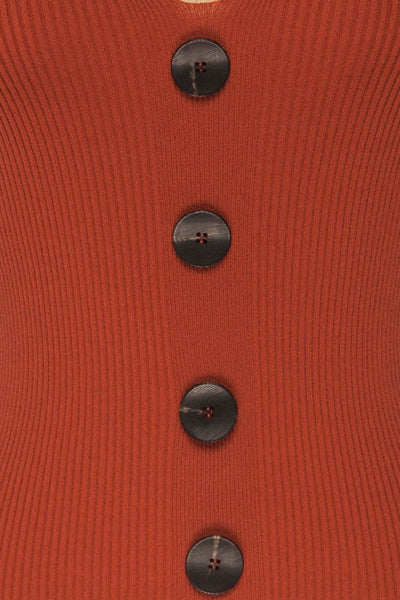 Deurle Rust Orange Ribbed Button-Up Camisole | La Petite Garçonne 8