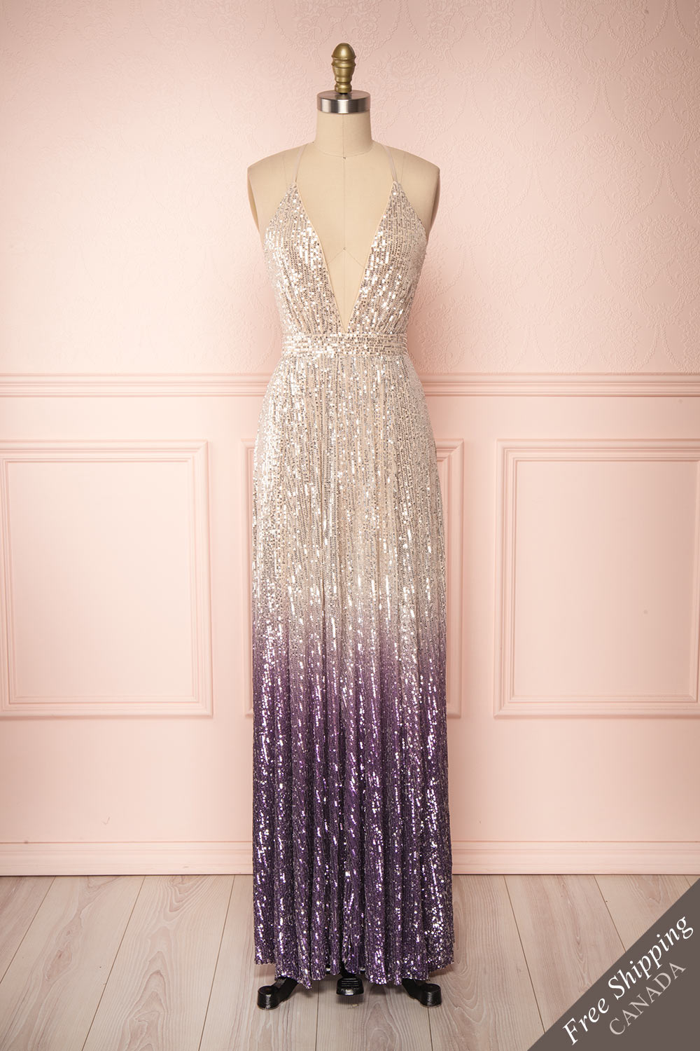 Emerentine Ombre Sequin Gown Boutique 1861