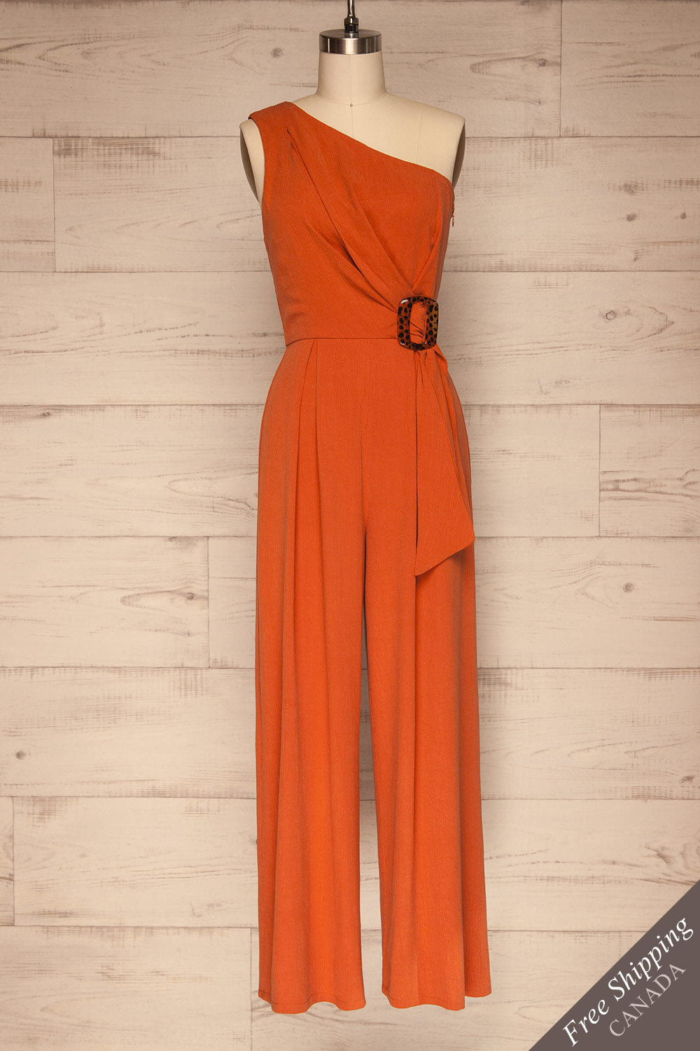 orange wide leg jumpsuit