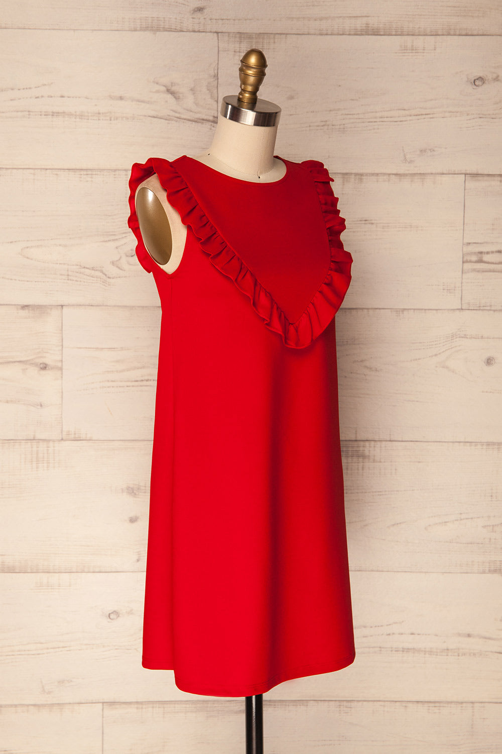 Gortynia Red Ruffled Babydoll Summer Dress | La Petite Garçonne