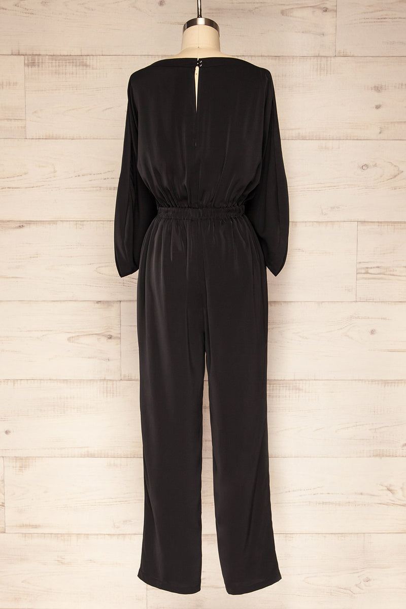 Hanrine Black Boat Neckline Jumpsuit w/ Pockets | La petite garçonne