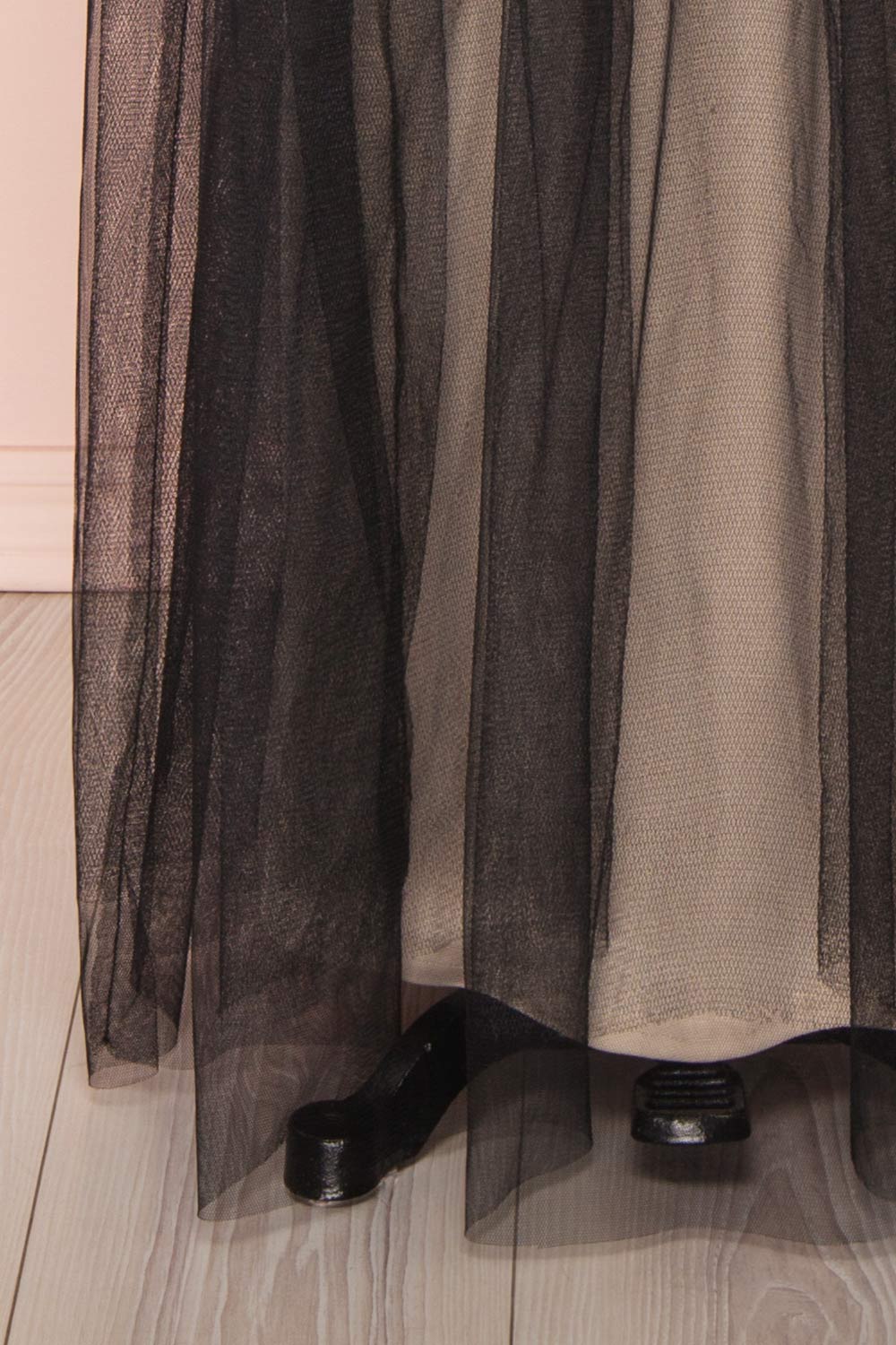 Henwen Black & Beige Tulle Maxi Dress | Boutique 1861