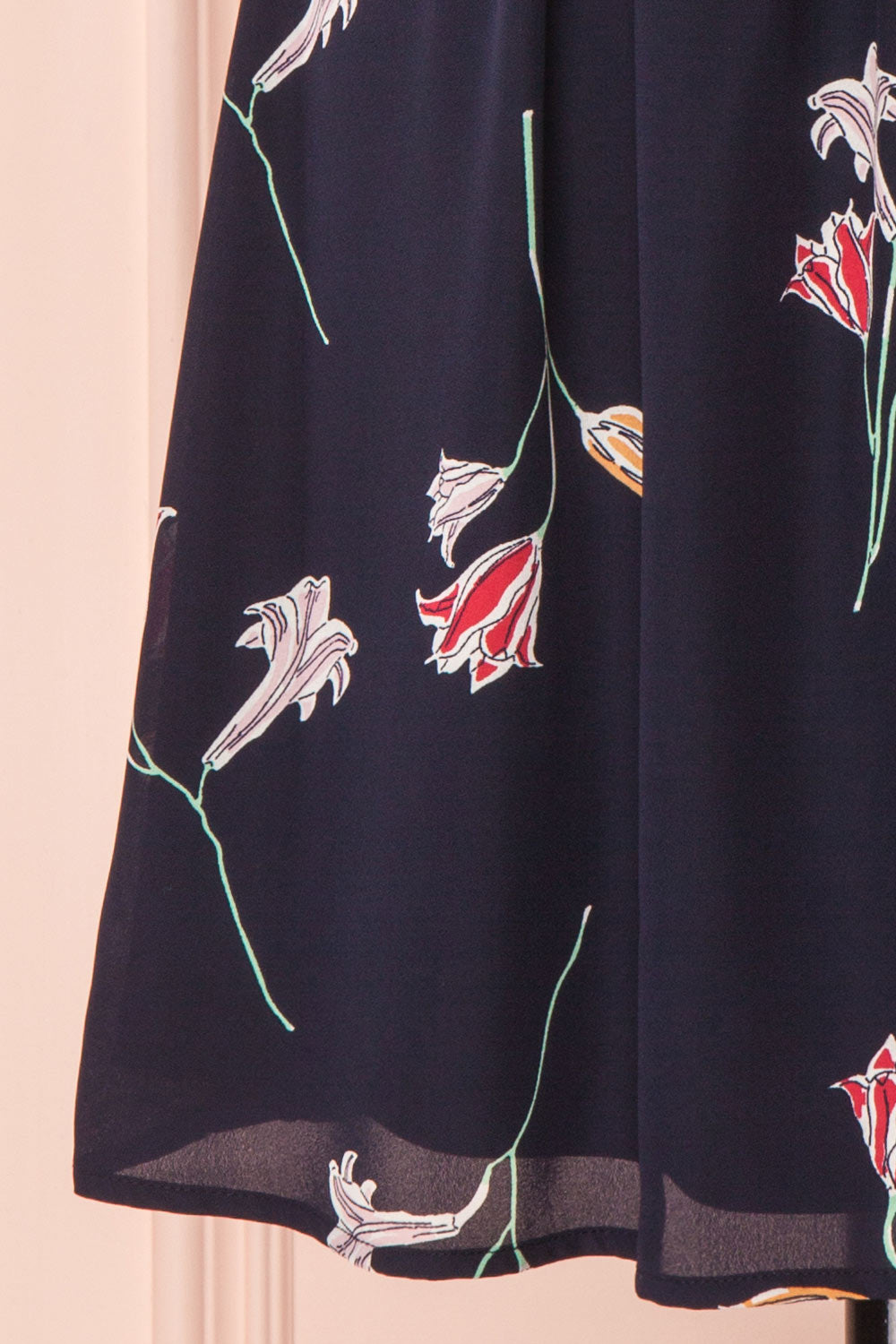 Hoani Navy Blue Floral Pattern A-Line Summer Dress | Boutique 1861