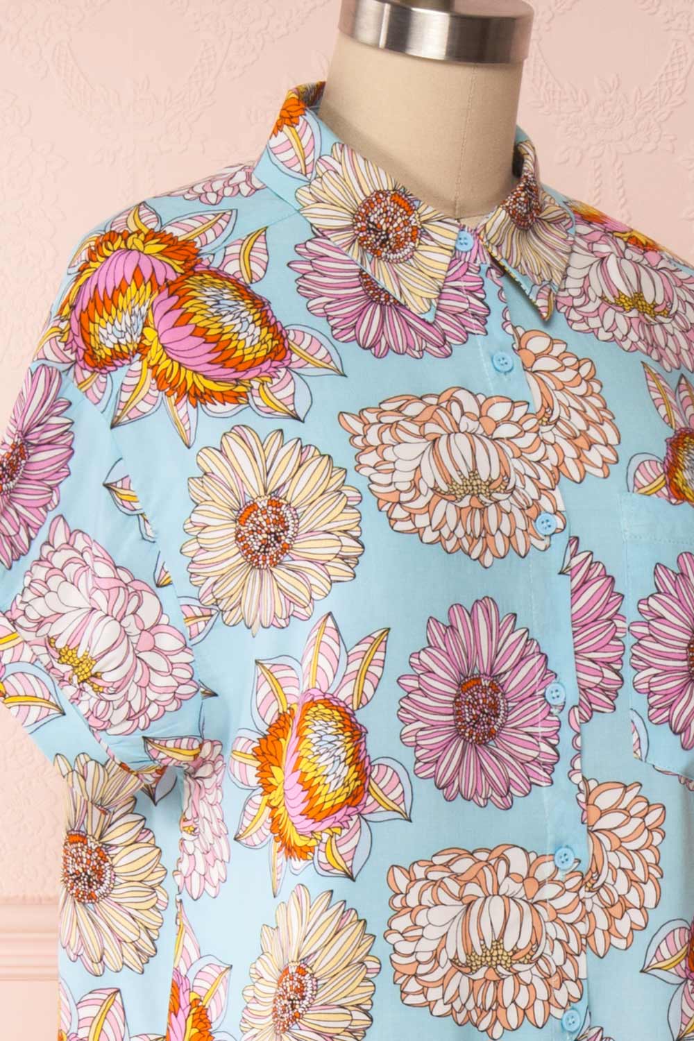 Jacinthe Colourful Floral Print Short Sleeve Shirt Boutique 1861
