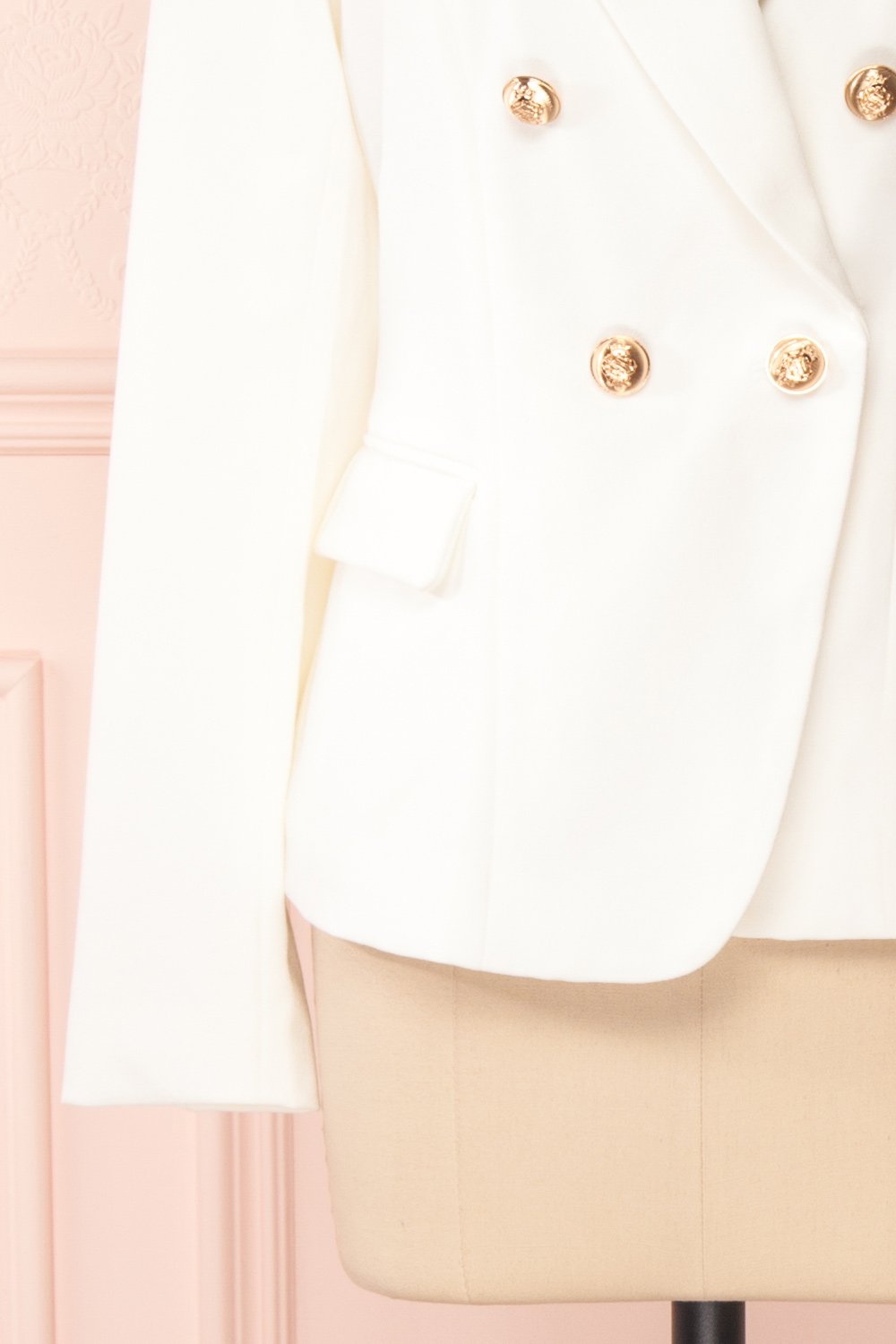 Jatayu White Tailored Jacket w/ Gold Buttons | Boudoir 1861