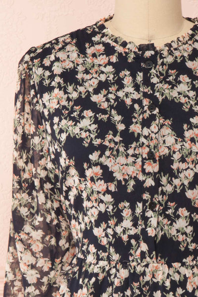 Leanne Black Long Sleeve Floral Dress | Boutique 1861