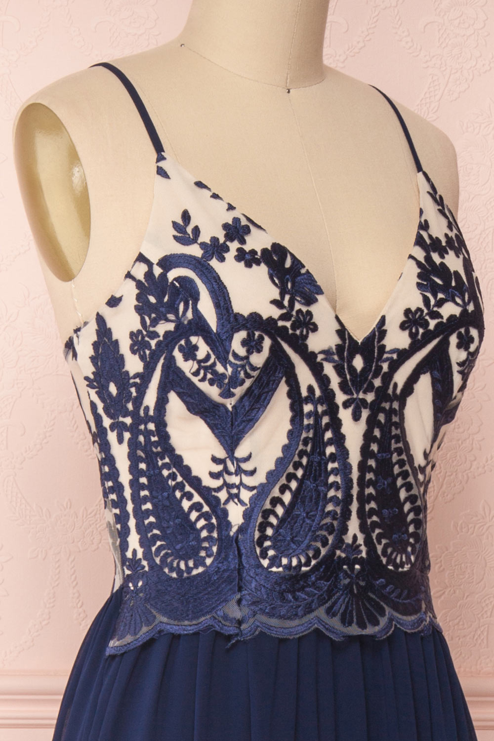 Lucrecia Navy Blue Chiffon A-Line Prom Dress | Boutique 1861