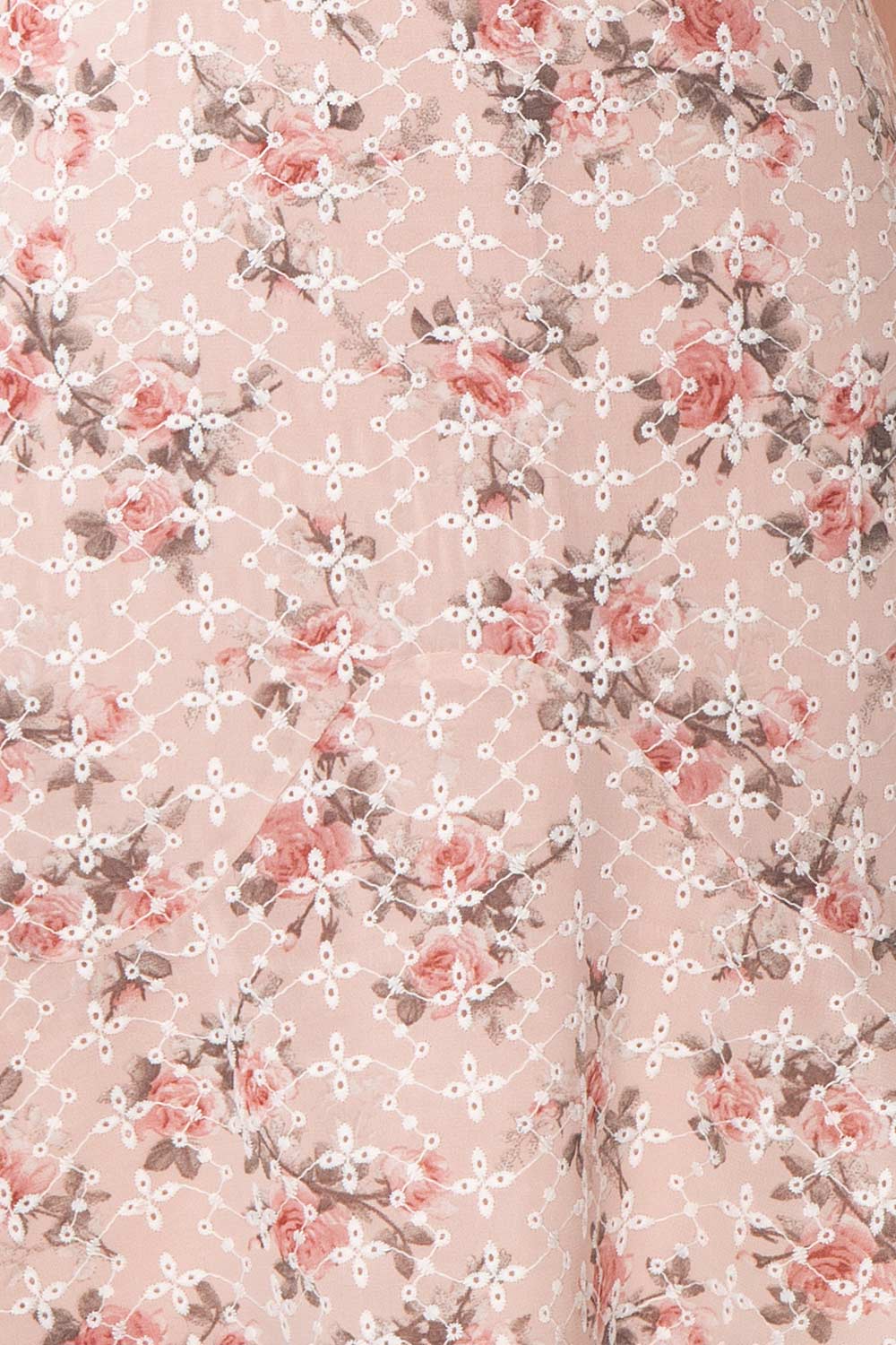 Mardoll Lilac Floral V-Neck Short Dress | Boutique 1861