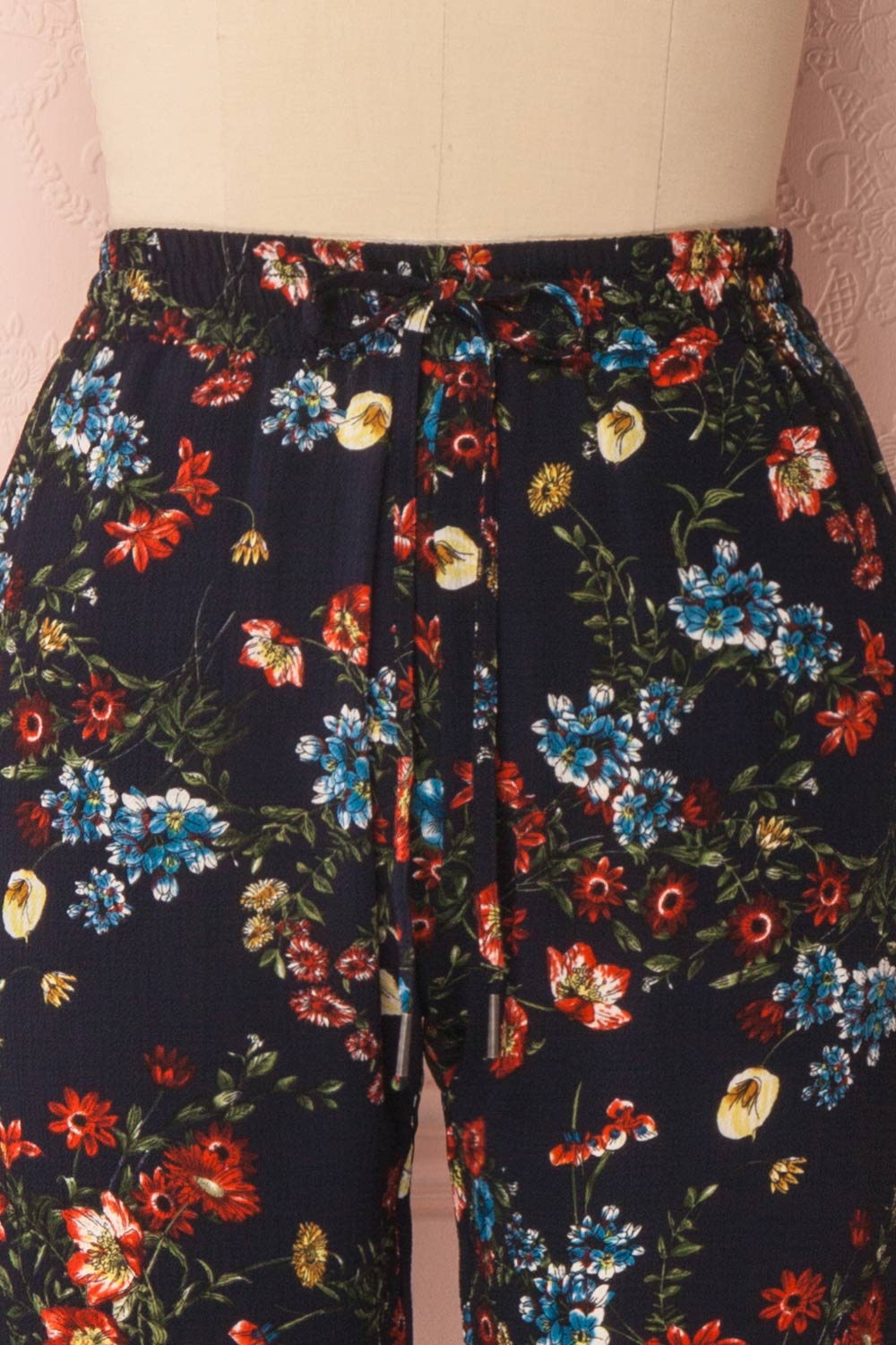 Melisse Navy & Colourful Floral Straight Loose Pants | Boutique 1861