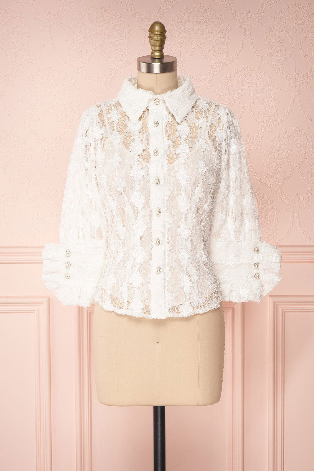 white lace dress shirt