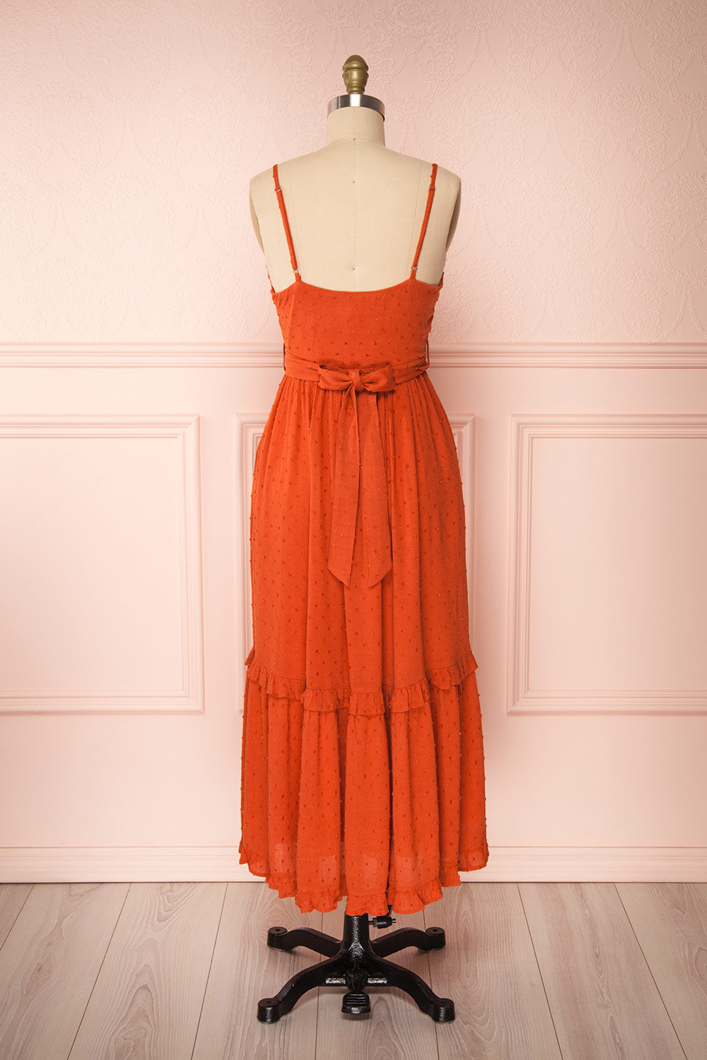 rust orange formal dress