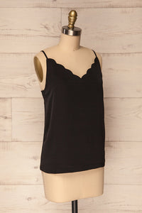 Revel Black Silky Scalloped Camisole | La Petite Garçonne