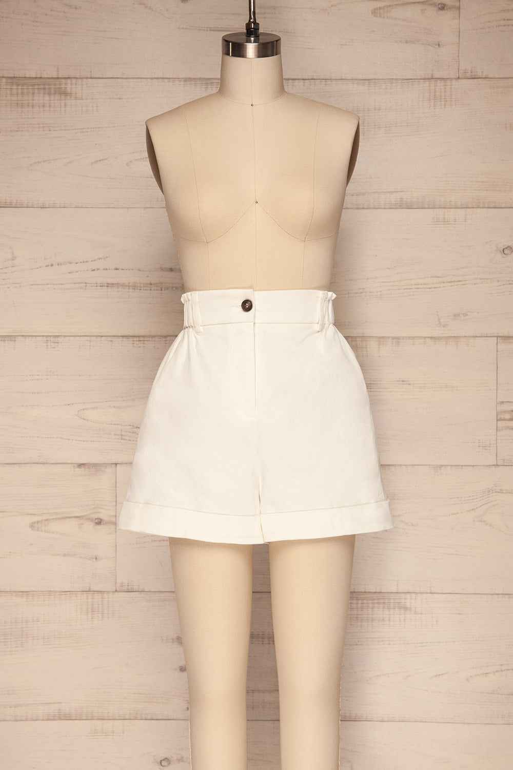 Ropsha White Cotton High-Waisted Shorts | La petite garçonne