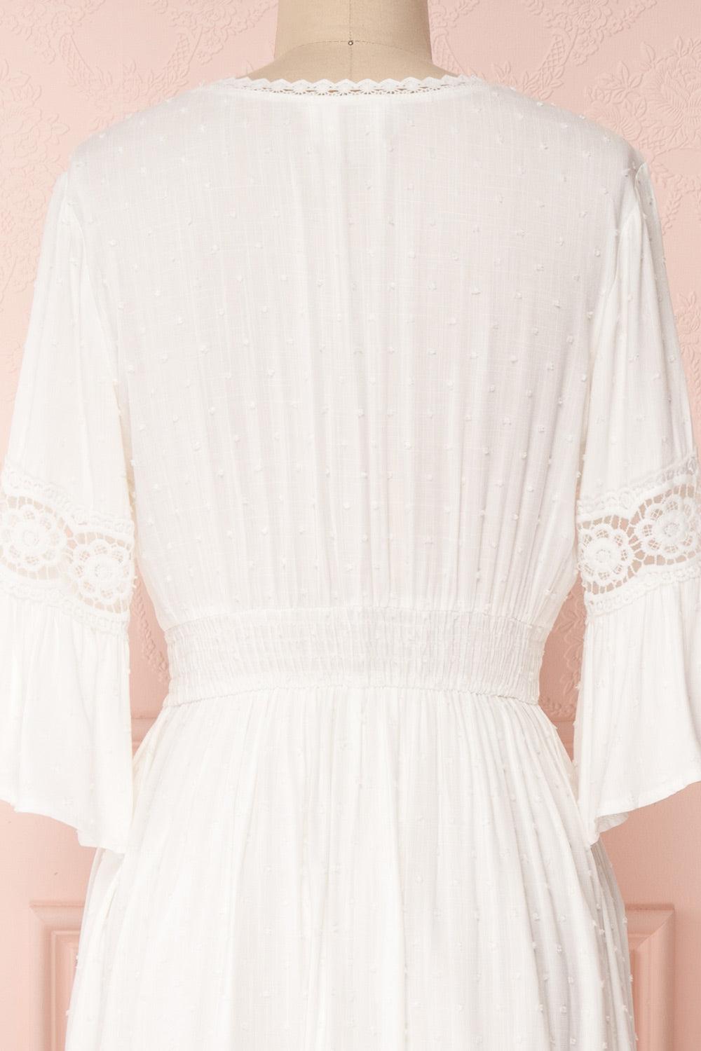 Shirio White A-Line Midi Dress with Lace | Boutique 1861