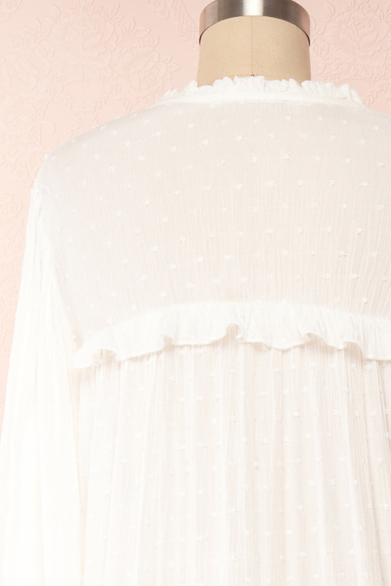 Tatiana White Long Sleeve Plumetis Dress | Boutique 1861