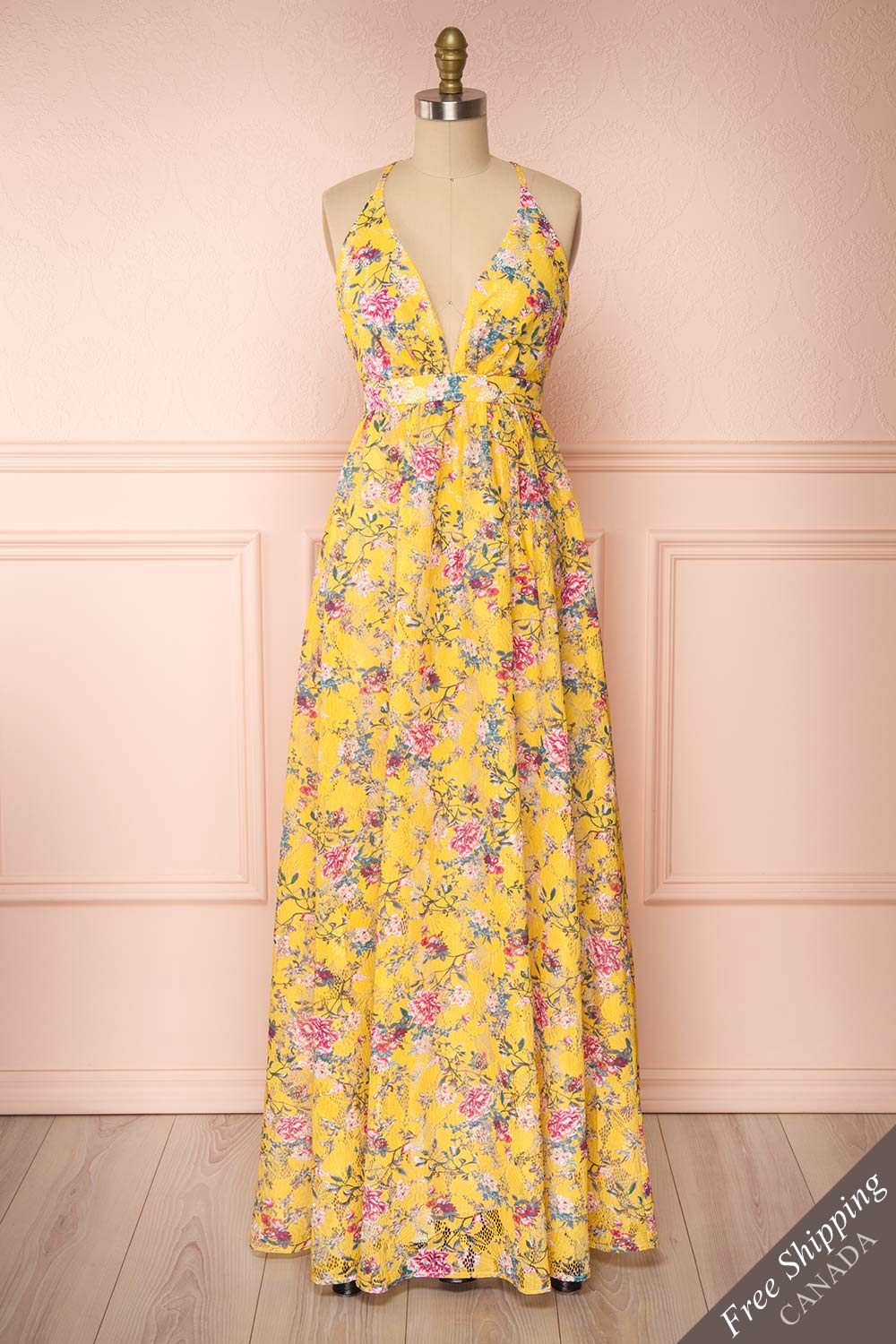 yellow floral dress maxi