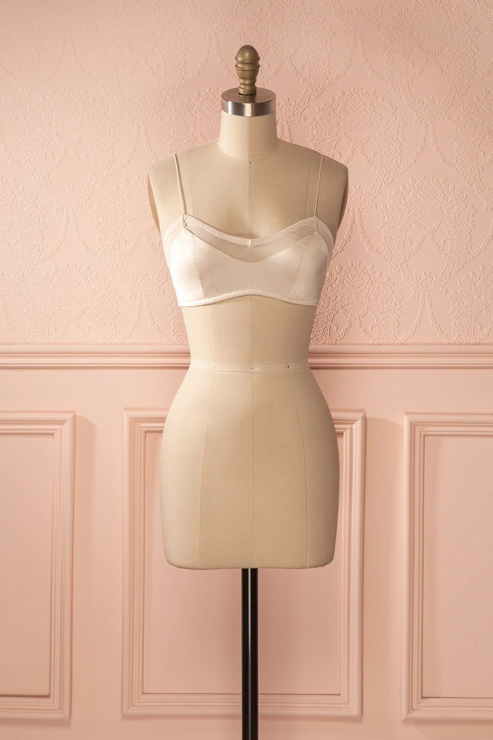 Valédie - Ivory satin and mesh bralette