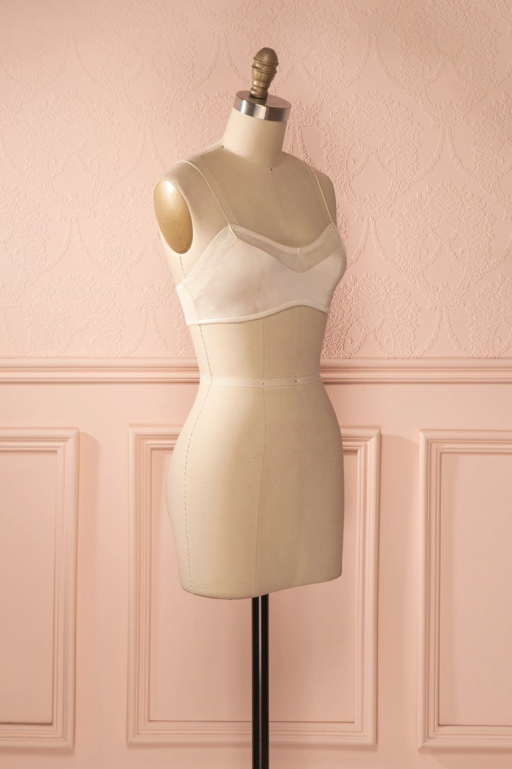 Valédie - Ivory satin and mesh bralette