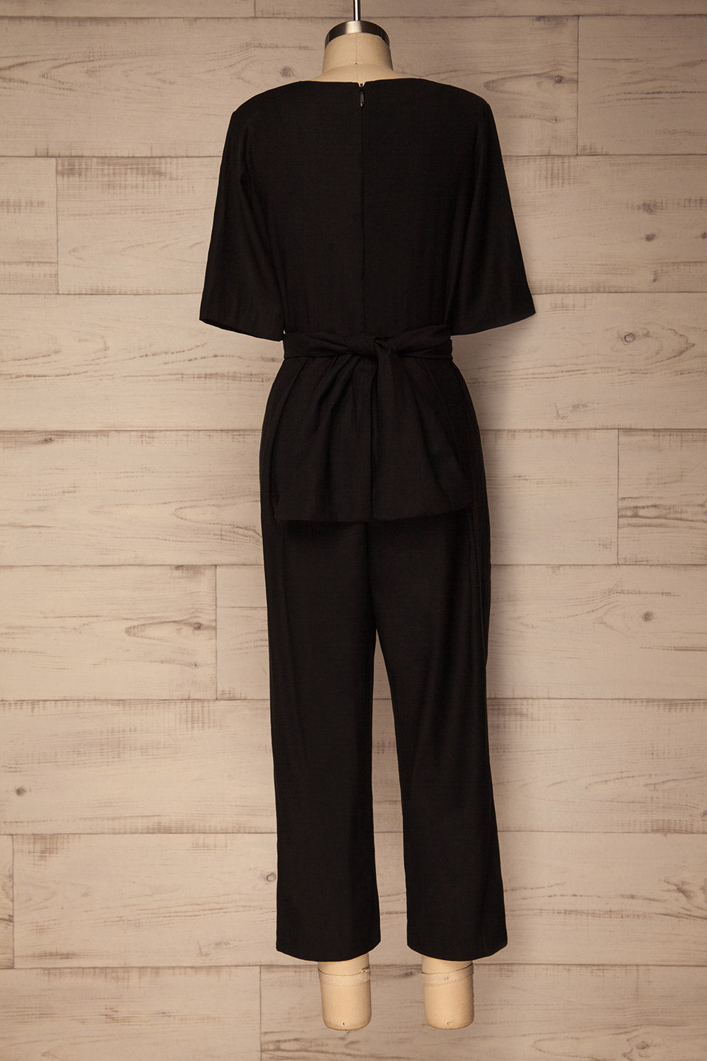 Yolet Black Pleated Jumpsuit with Tied Waist | La Petite Garçonne