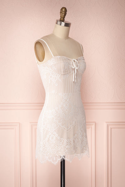 Yoojin White Lace & Beige Mini Bridal Bustier Dress | Boudoir 1861