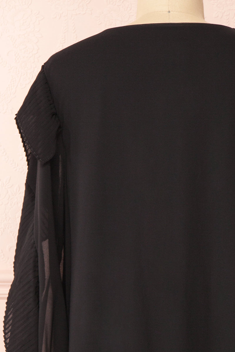 Anisha Black Long Sleeve Dress w/ Frills | Boutique 1861