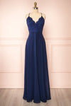 Chantay Navy A-Line Maxi Dress w/ Lace | Boutique 1861 front view