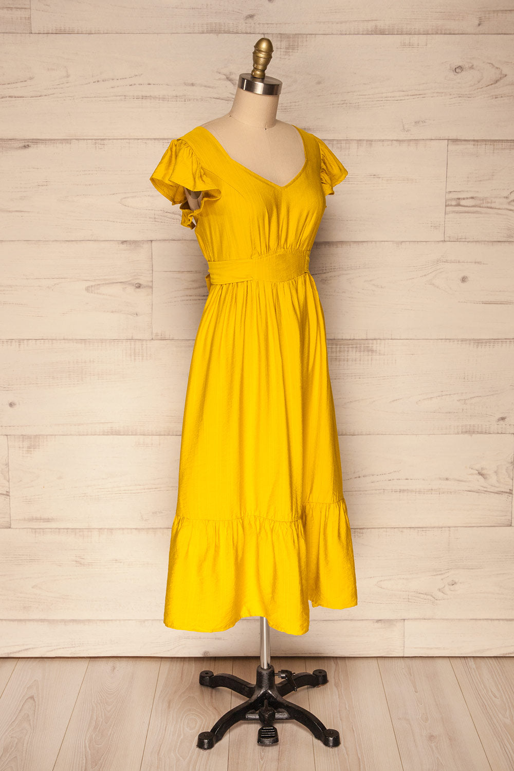 Doncaster Yellow Midi A-Line Dress | La petite garçonne