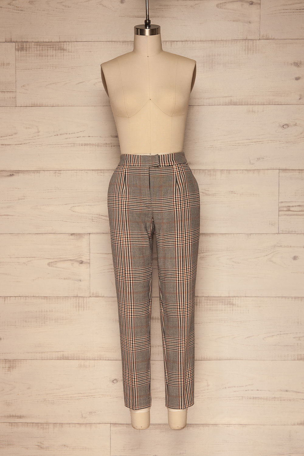 high waisted grey plaid pants