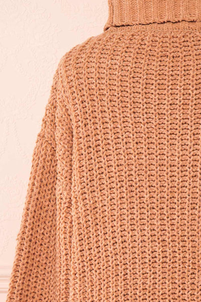 Irma Beige Turtleneck Knit Sweater | La petite garçonne back close-up