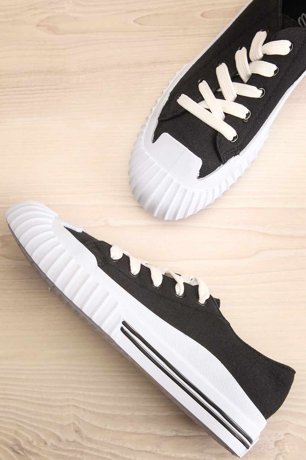 black canvas lace up shoes