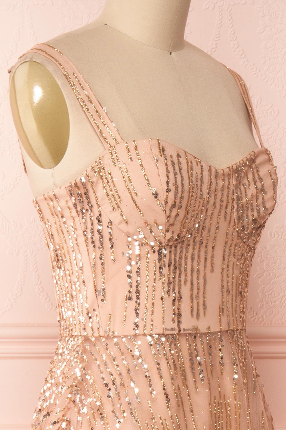 Lilitha Blush Pink & Gold Midi Dress | Boutique 1861