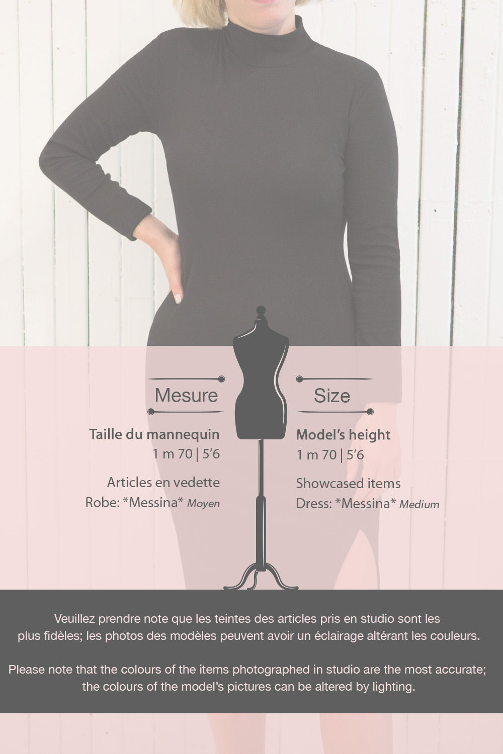 Messina Black Mock Neck Fitted Dress | La petite garçonne