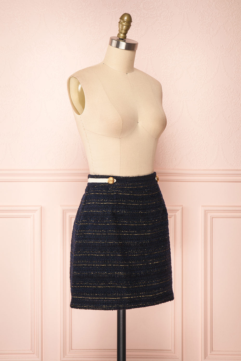 navy and gold skirt