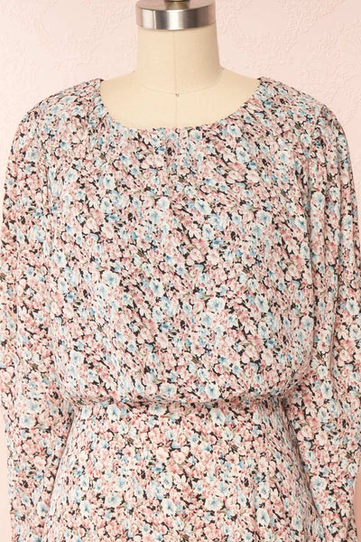 Rosalind Floral Long Sleeve Midi Dress | Boutique 1861 front close up