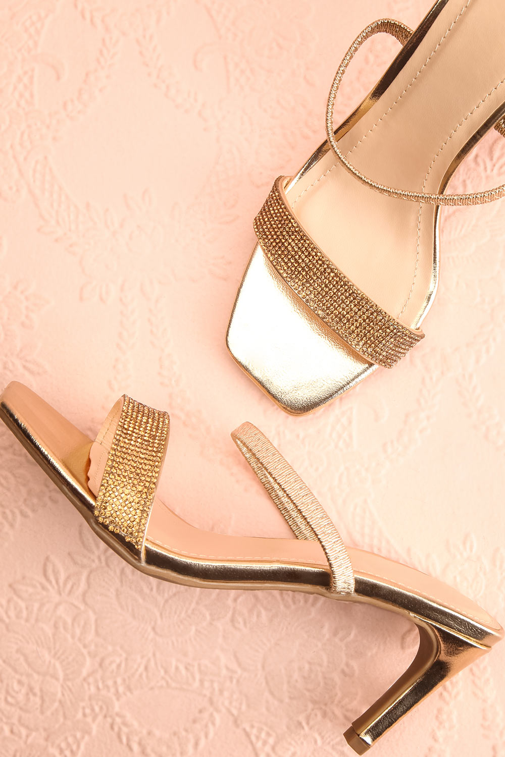 Simart Gold Slip-On Heeled Sandals 