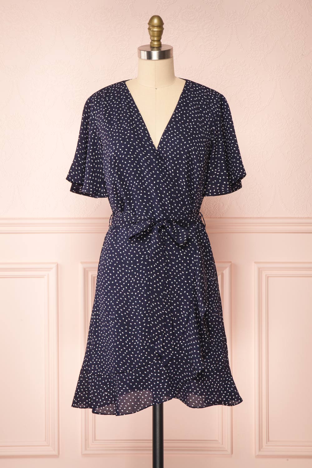 navy faux wrap dress