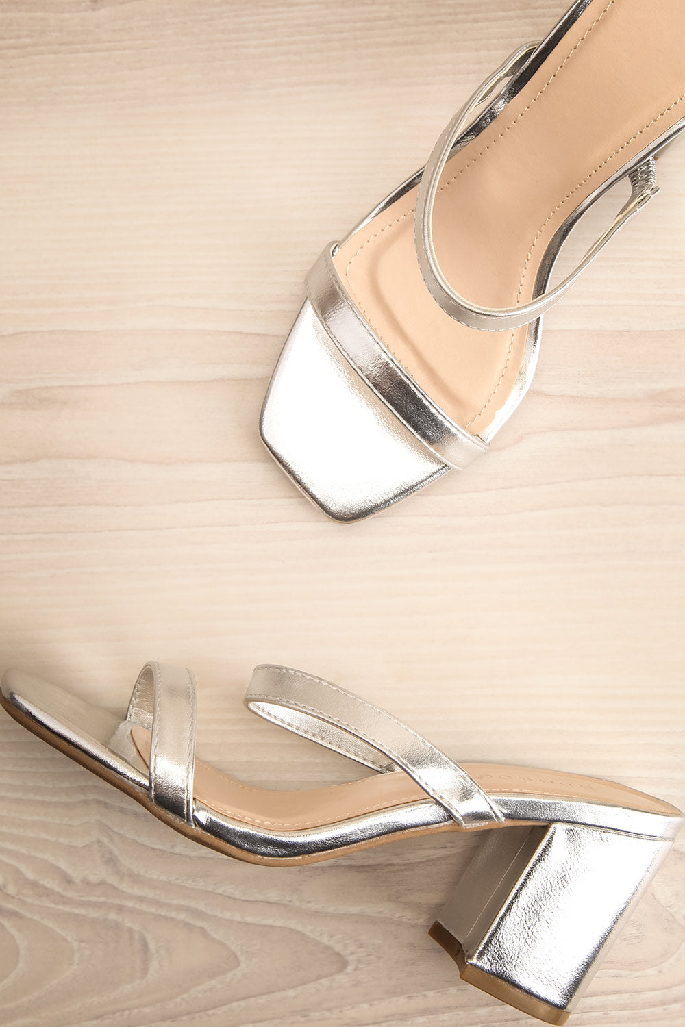 silver high block heels