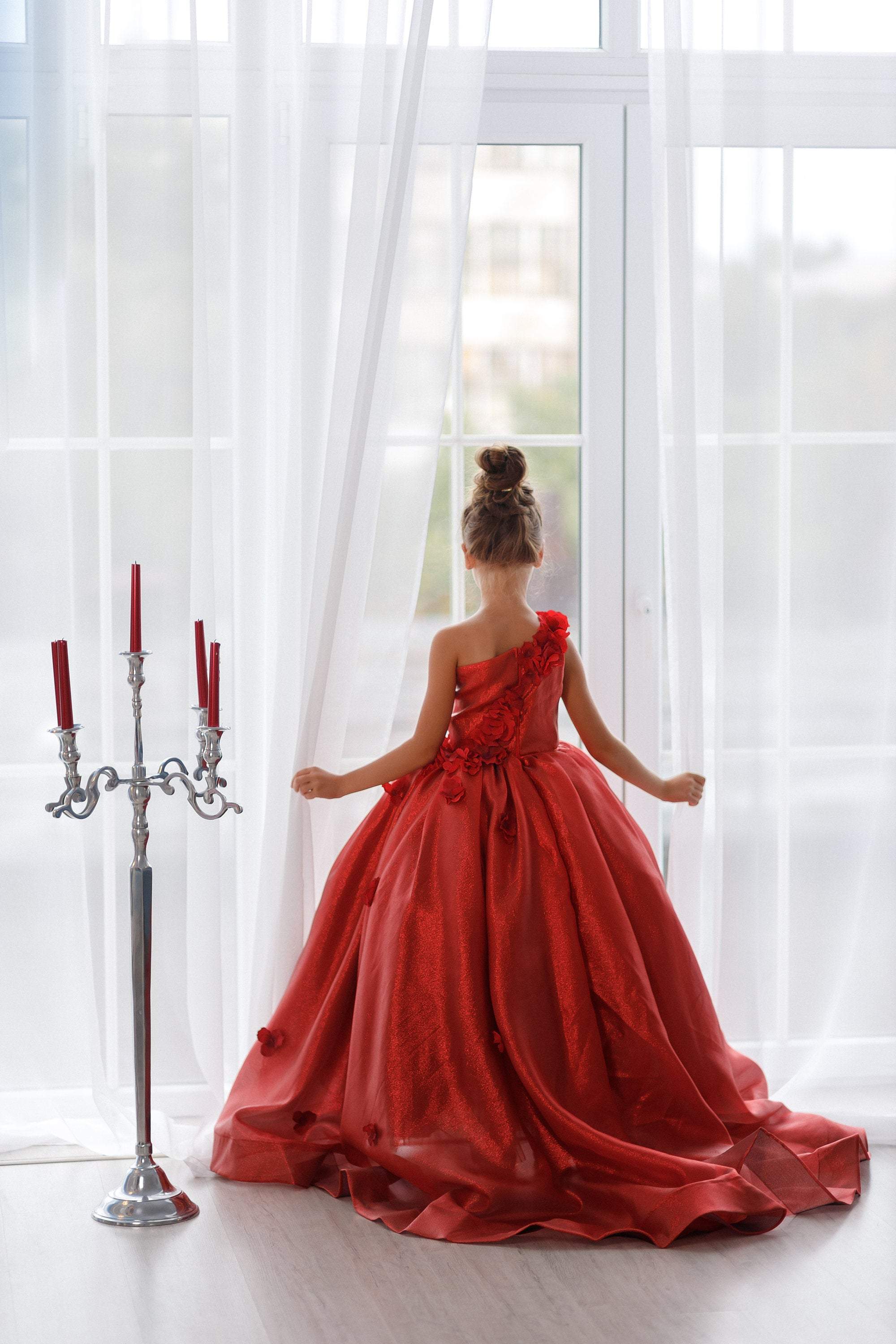 Dark Red Princess Dress, Toddler Dress, Girl Birthday Dress, One