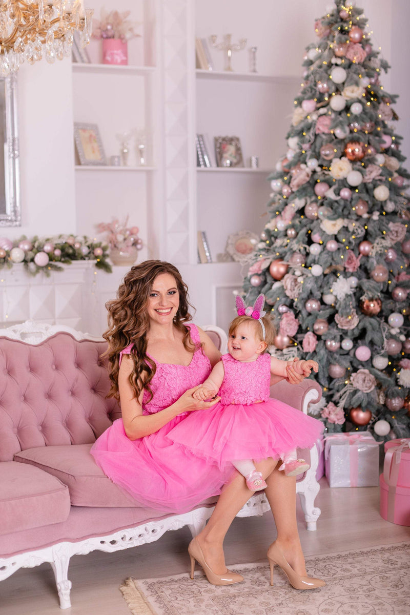 Pink Matching Dress, Birthday Dress, Mommy And Me Outfits