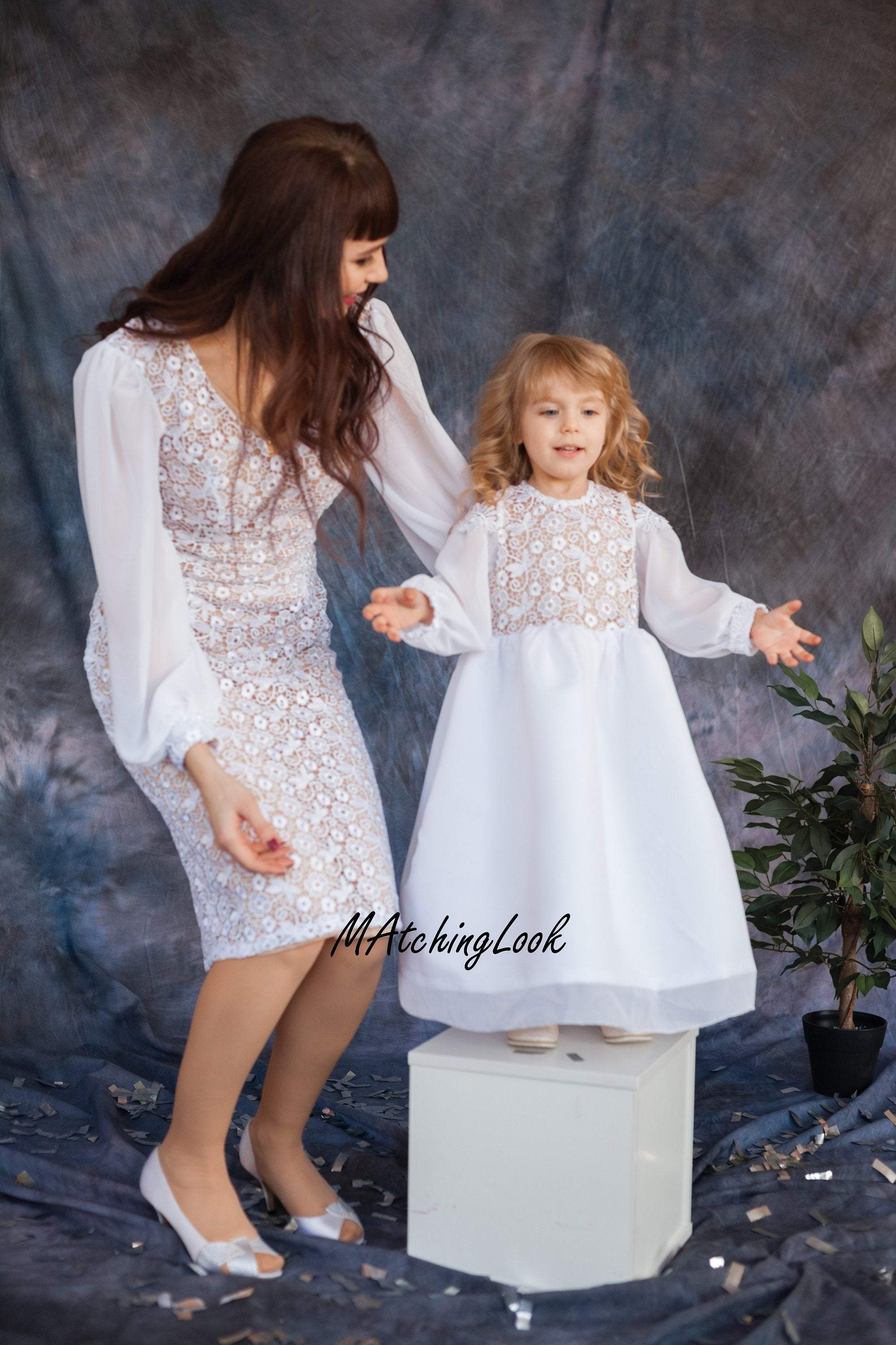 mom and me white dresses