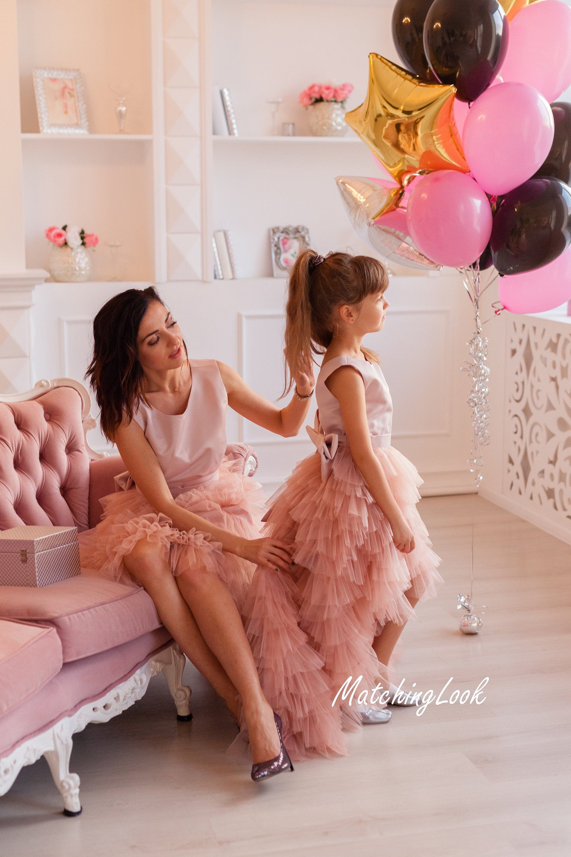 Multi layered Mommy and Me Matching Wedding Dresses