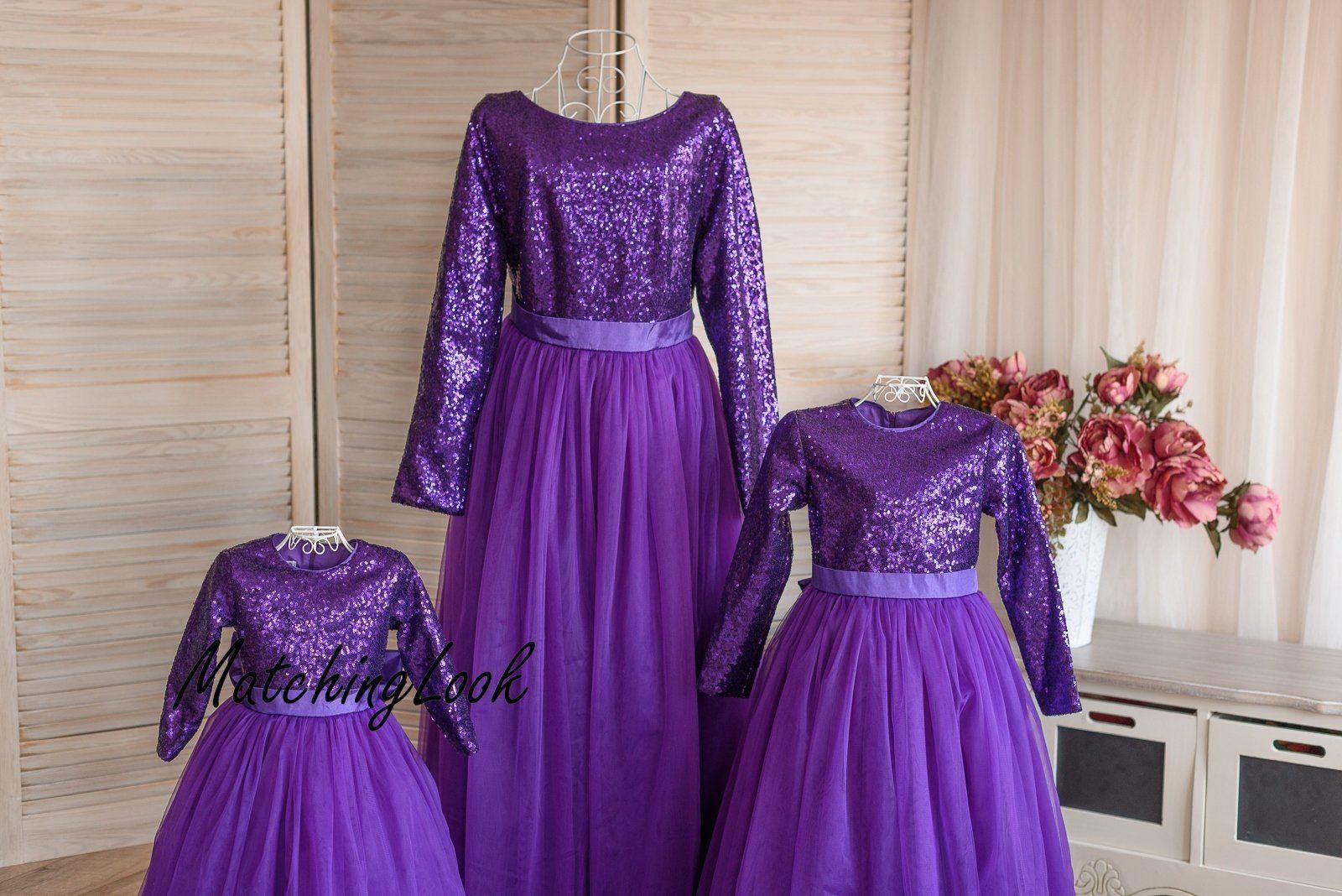 Purple Matching Outfits Mother Daughter Matching Dress Mommy And Me Ou 2944